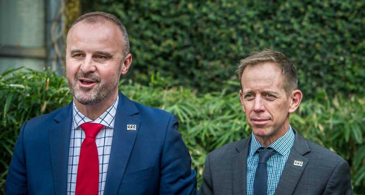 Chief Minister Andrew Barr and Emissions Reduction Minister Shane Rattenbury. Picture by Karleen Minney