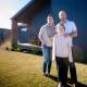 Lucy, Mia, 10 and Richard Ings have retrofitted their ex-government home to make it all electric and more energy efficient. Picture: Elesa Kurtz