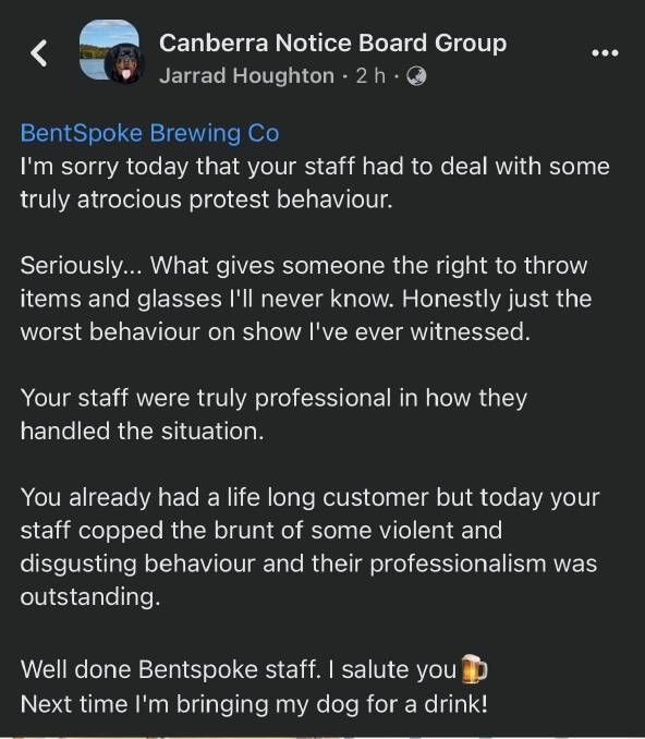 A post on social media describing the incident.