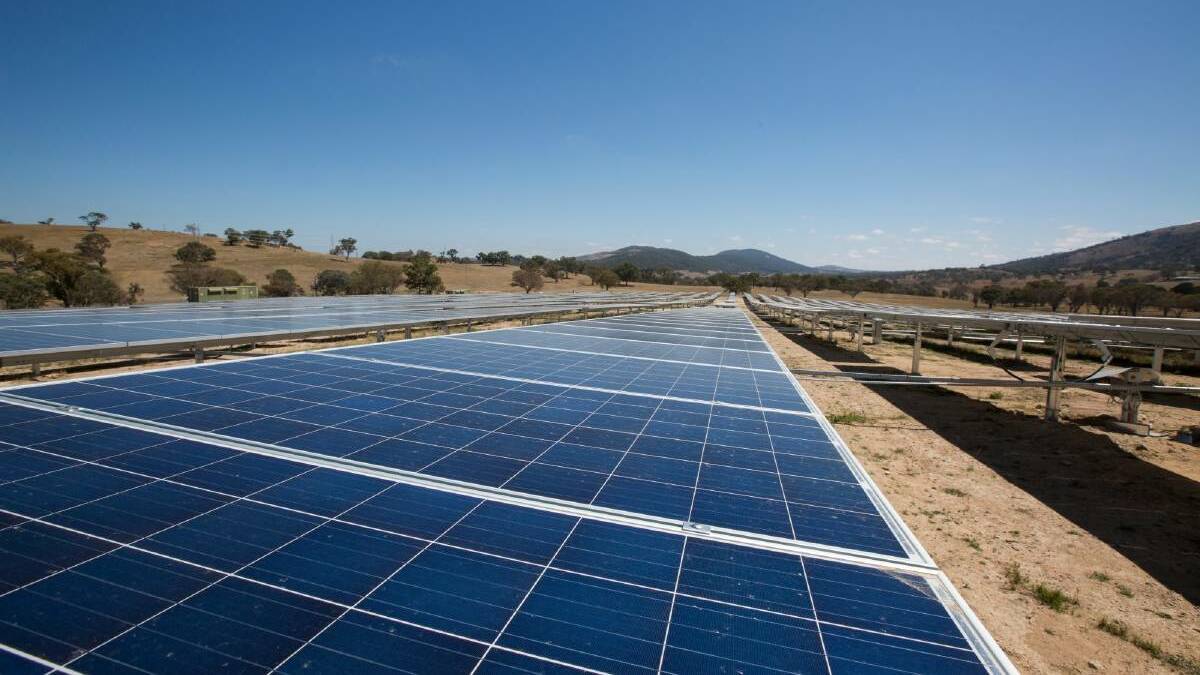 Solar panels at Williamsdale form the southern stretch of the ACT's 'solar highway'. Photo: Lannon Harley/ACT government