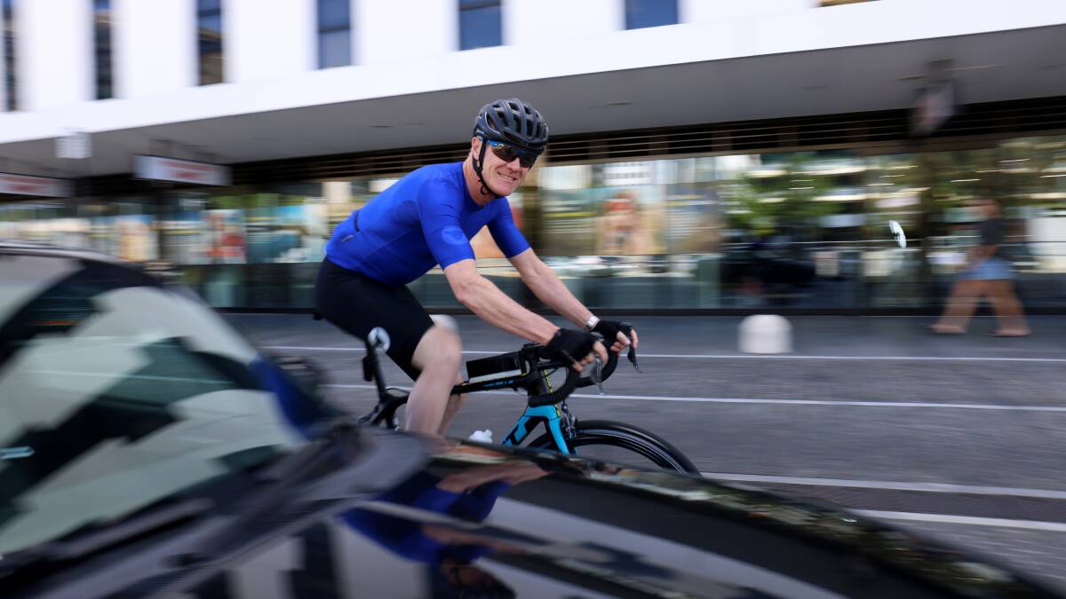 Colin Young is taking part in a study which aims to collect data on how cars interact with cyclists on Canberra roads. Picture by James Croucher