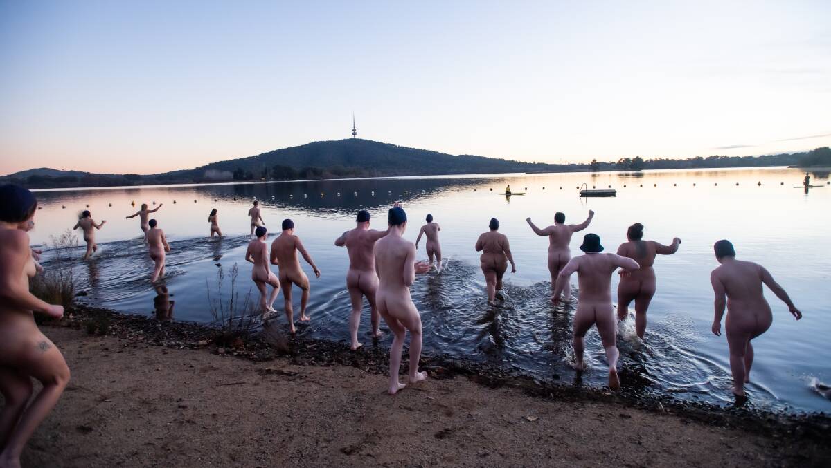 Swimmers tested the water during Monday's fifth annual winter solstice swim. Picture: Karleen Minney