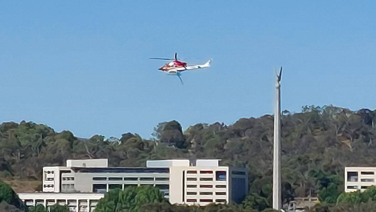 Helicopters called in to help extinguish a blaze on Mount Ainslie. Picture supplied