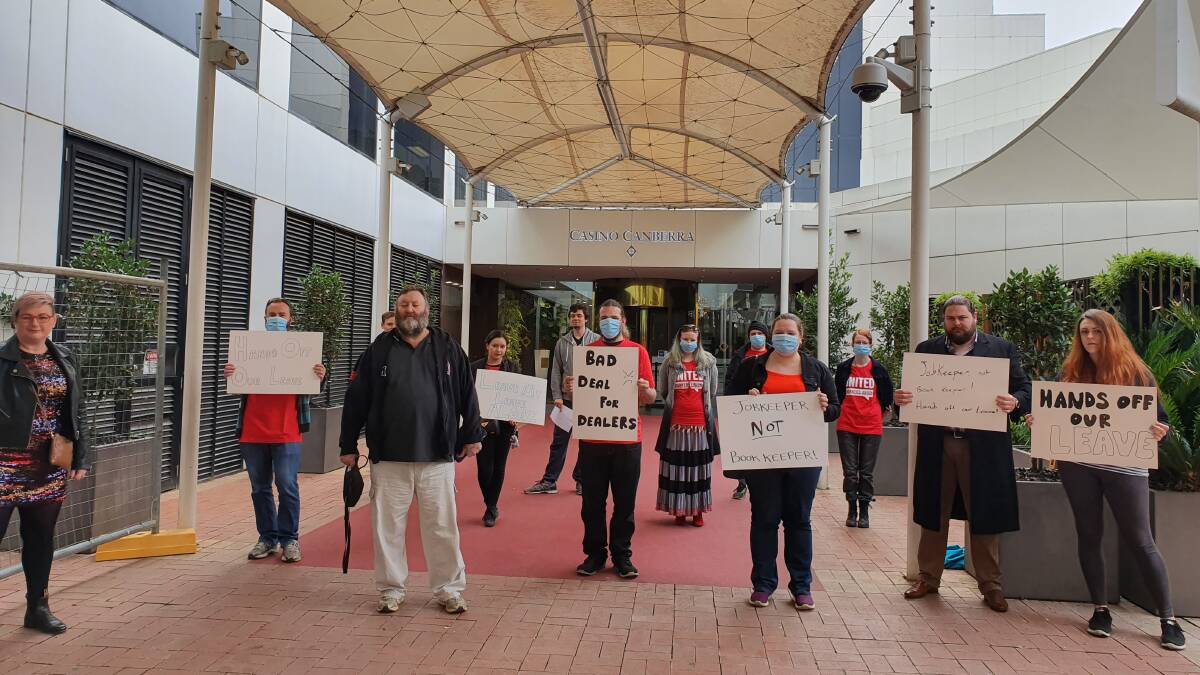 The United Workers Union staged a demonstration outside the Canberra Casino this week over what they say is undue pressure put on employees.