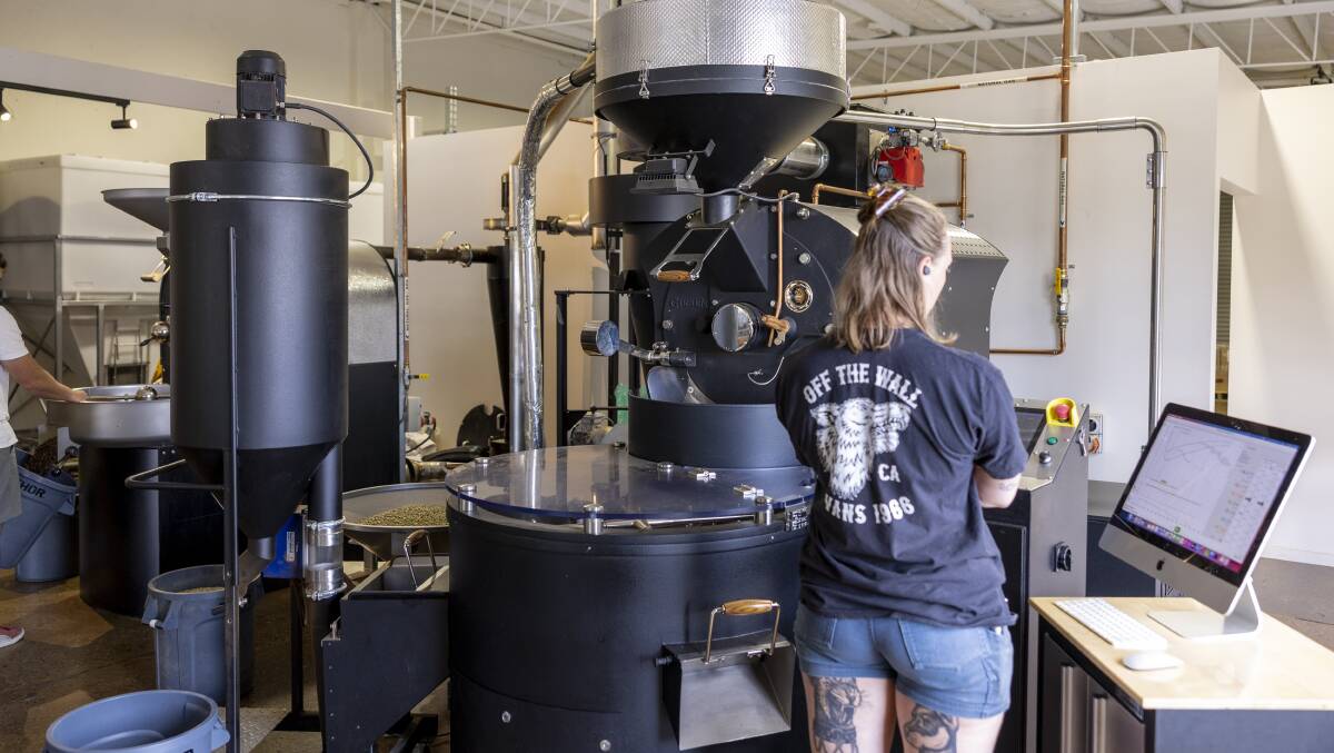 Roasters at Redbrick in Fyshwick currently rely on gas to create the flavour profile that makes coffee so delicious. Picture by Keegan Carroll