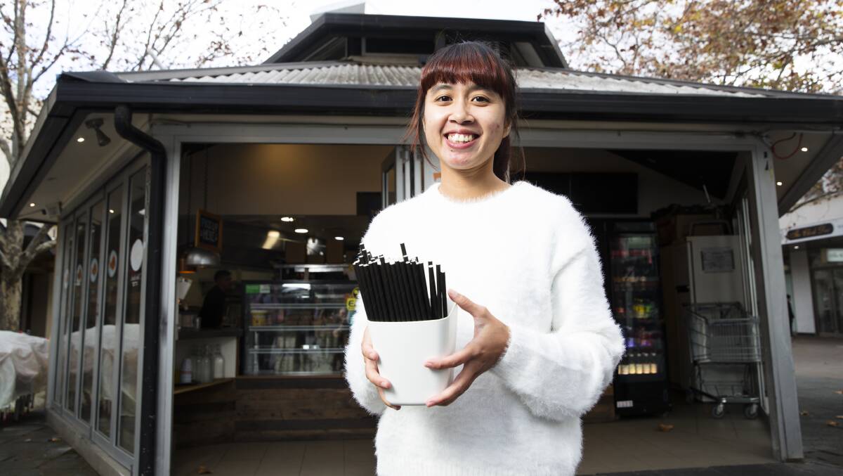 The Fish Shack business manager Virvia Lilanuary said customers expected sustainable packaging at the vegan cafe in the city. Picture: Keegan Carroll