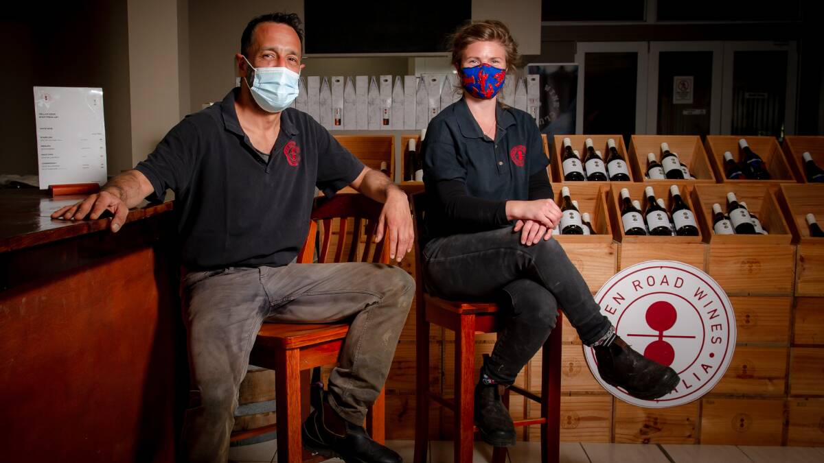Eden Road Wines cellar door manager Guillermo Moreno Torres and assistant winemaker Lisa Halgren are planning on a slow reopening ahead of a busy summer. Picture: Elesa Kurtz 