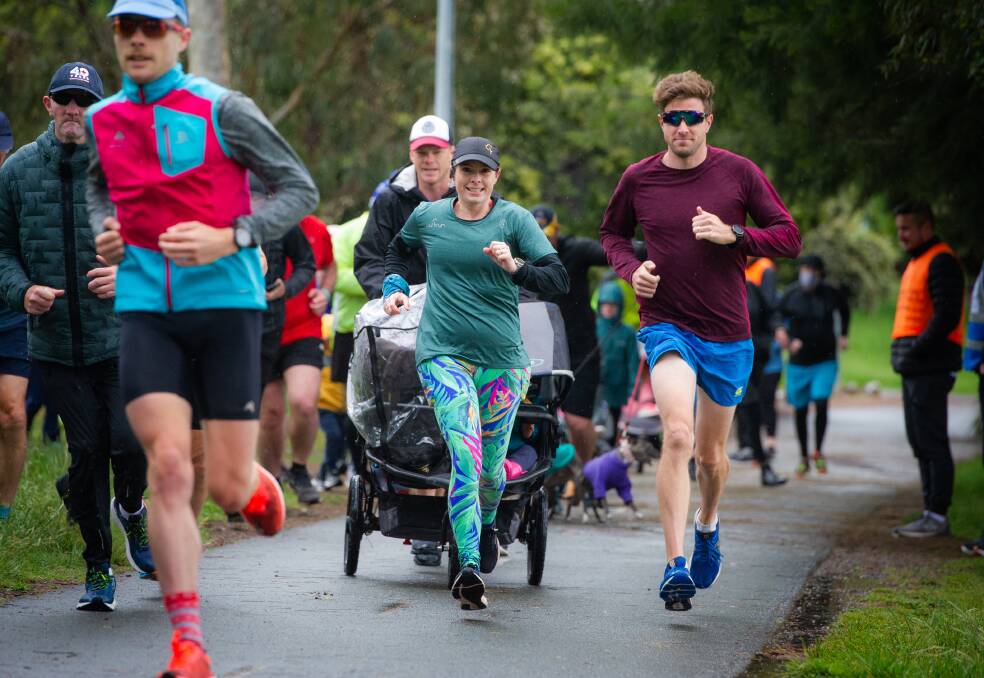 Katherine Sliwinski joined devotees at Gungahlin on Saturday as parkrun returned to Canberra for the first time since August. Picture: Elesa Kurtz
