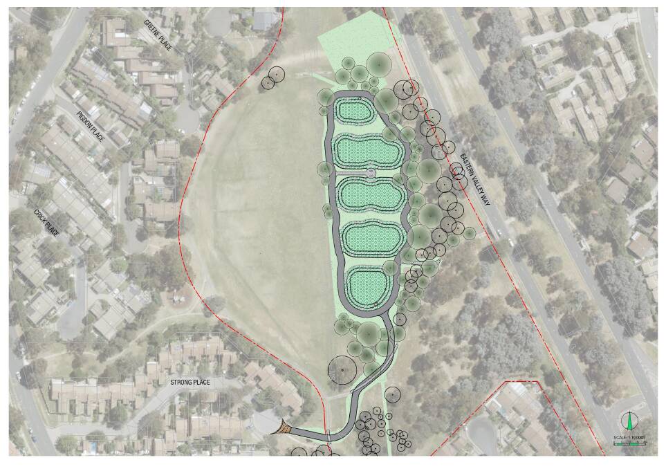 A new wetland could be established on one half of Belconnen Oval, expected to reduce pollutants entering Lake Ginninderra. Picture: Supplied