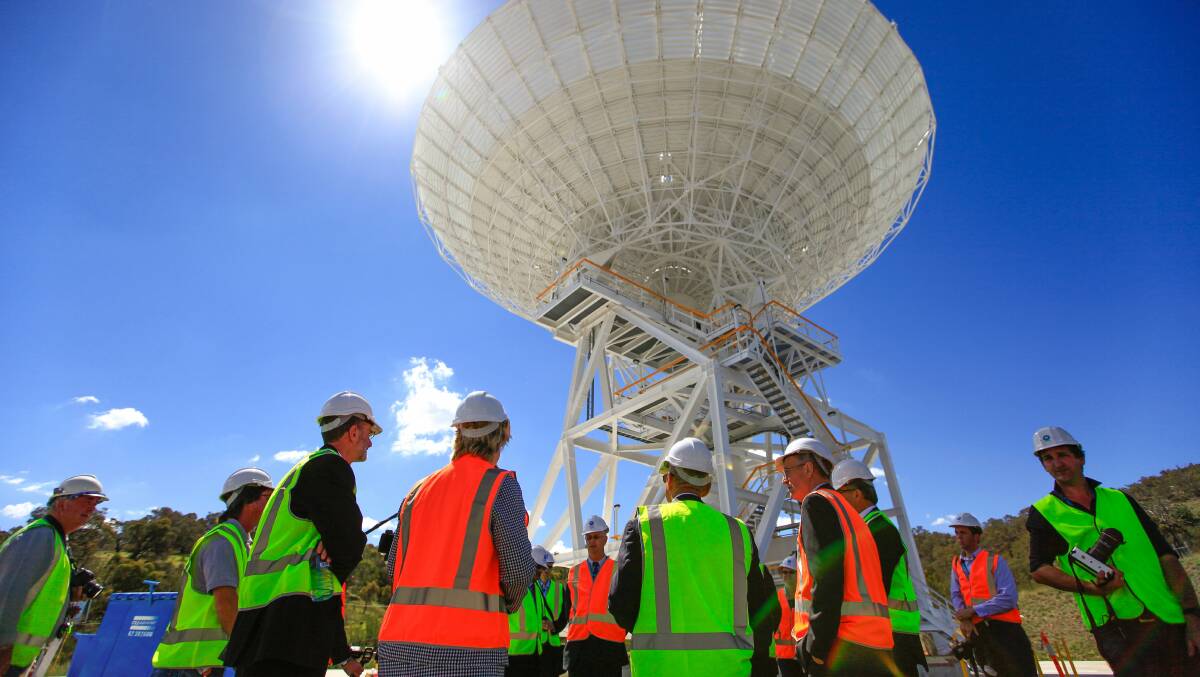 To mark the 50th anniversary of the Deep Space Network, Charles Bolden, head of NASA at the time, visited the Canberra Deep Space Communication Complex in 2014. Picture: Katherine Griffiths
