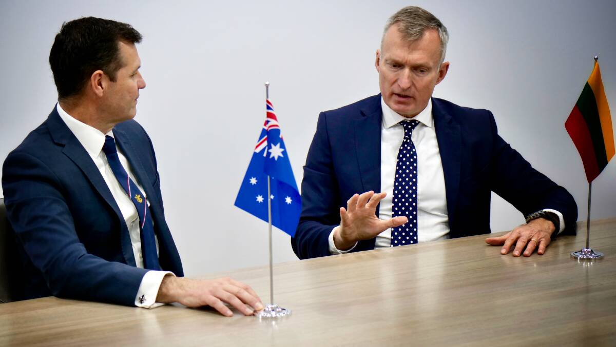 Lithuanian ambassador to Australia Darius Degutis, right, and the author. Picture: Supplied.