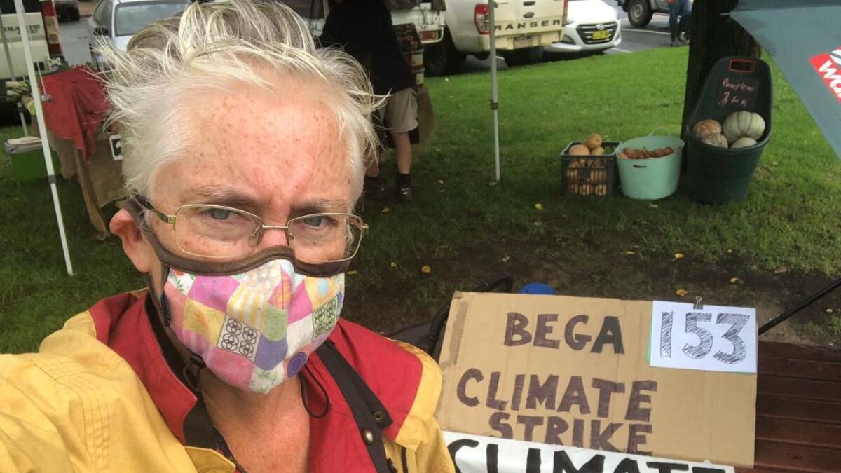 Vivian Harris began holding weekly climate strike protests in 6-hour stints, but cut them back to 2 hours after she began homeschooling her granddaughter during the pandemic. Picture: supplied