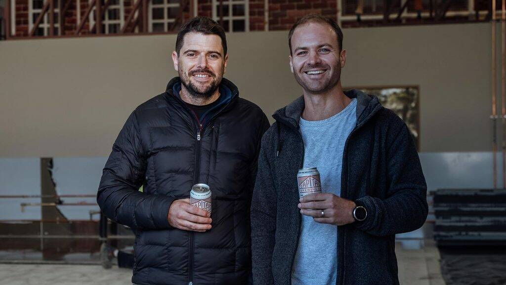 Laurence Kain and Tom Herte from Capital Brewing Co said grant funding will help them keep up with demand in Summer. Picture: Supplied.