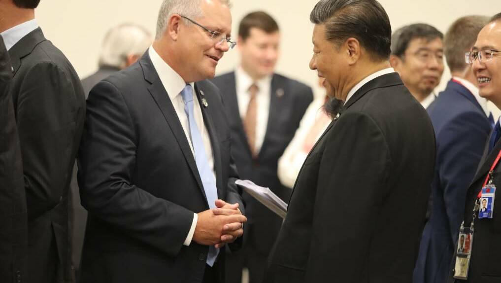 Australian Prime Minister Scott Morrison meets with President Xi Jinping during the 2019 G20 in Osaka, Japan. Picture: Adam Taylor/Prime Minister's Office