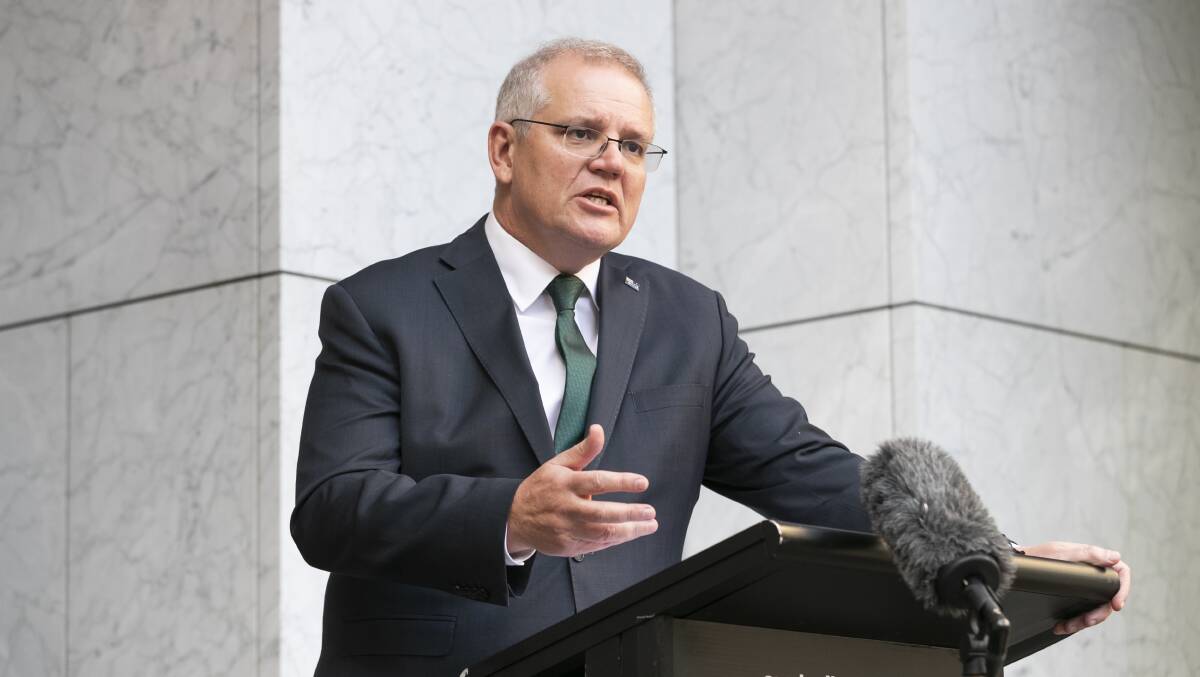 Scott Morrison says the shipments of extra Pfizer doses will arrive over the coming week. Picture: Keegan Carroll