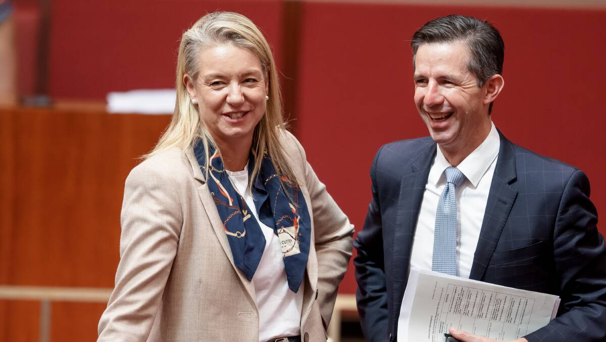 Bridget McKenzie has been returned to the Cabinet with even greater responsiblity for approving grants after stepping down during the Sport Rorts scandal, with Finance Minister Simon Birmingham to whom ministers must disclose when they depart from recommended programs. Picture: Sitthixay Ditthavong