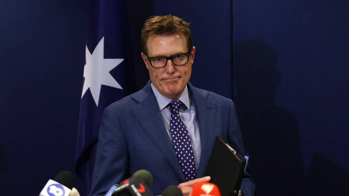 Attorney-General Christian Porter arrives at his press conference. Picture: Getty Images