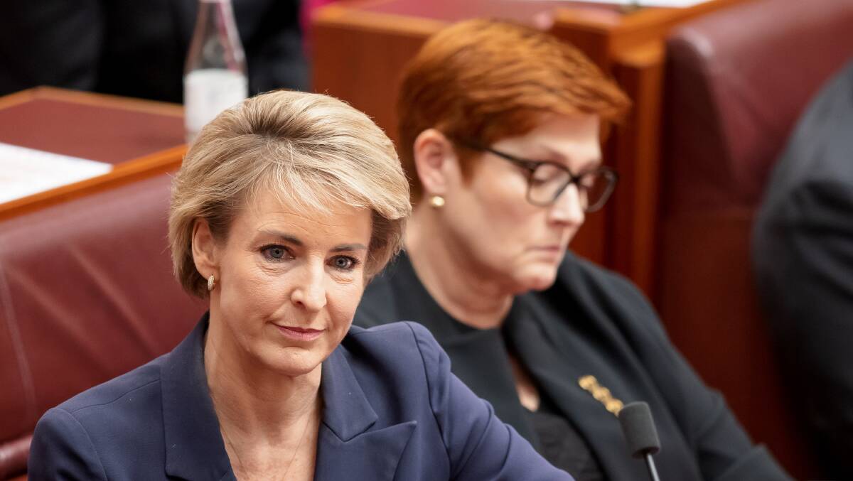 Attorney General Michaelia Cash and Minister for Women Marise Payne, who chairs the new cabinet task force for women's safety and economic security. Picture: Sitthixay Ditthavong