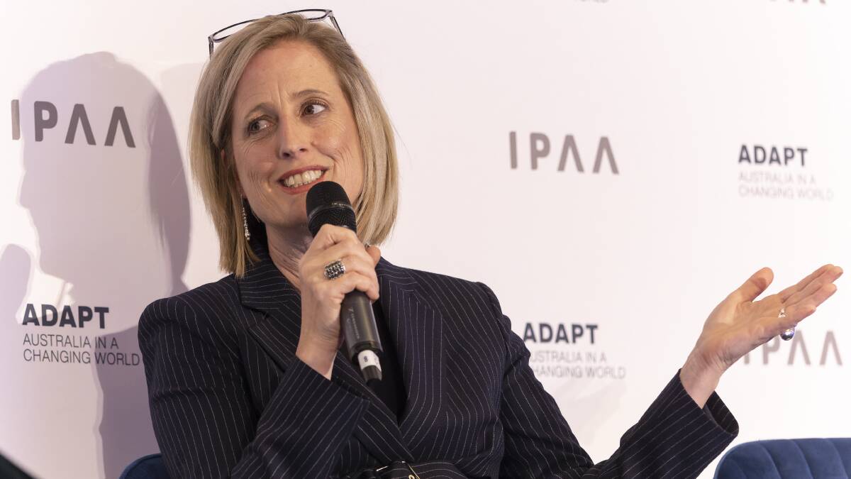 Katy Gallagher speaking at the IPAA National Conference outlined Labor's agenda for the APS but little detail about an in-house consulting outfit. Picture by Keegan Carroll