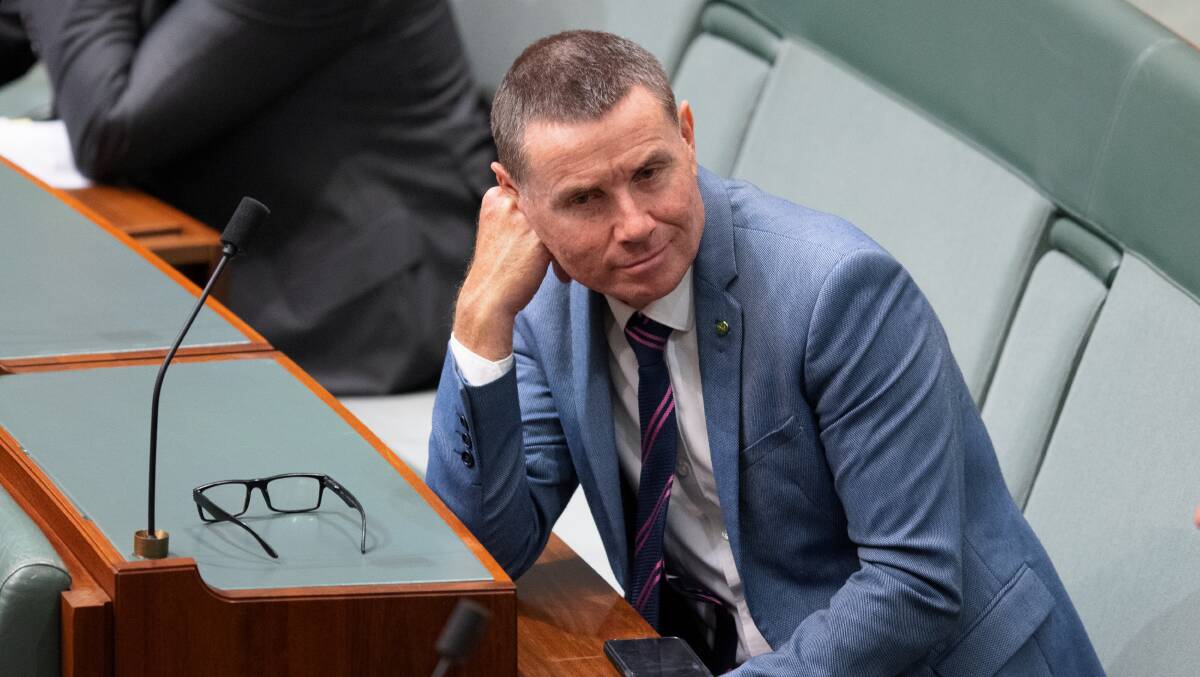 Controversial Liberal backbencher Andrew Laming on his first day back in Parliament after returning from mental health leave. Picture: Sitthixay Ditthavong