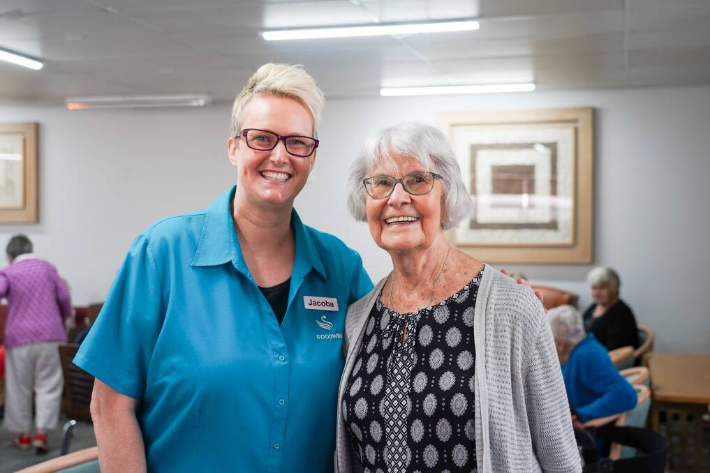 Queanbeyan Day Club coordinator Jacoba with the Day Club's first participant to sign up 10 years ago, Ina. Picture supplied 