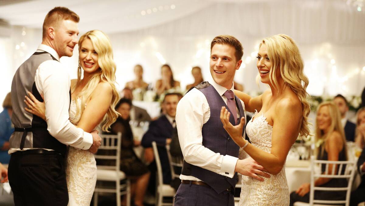 Nick, Sharon, Jesse and Michelle on their Married At First Sight wedding day. Picture: Supplied