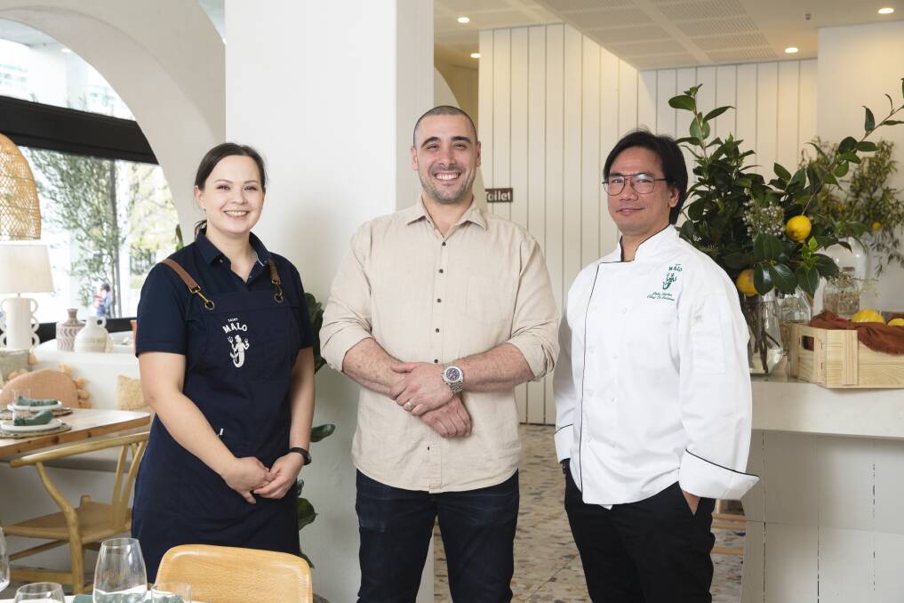 Waiter Annika Siptrott, owner Jamahl Bakri and head chef John Santos. 