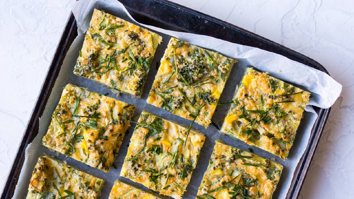 Sweetcorn and broccoli slice. Picture: Supplied