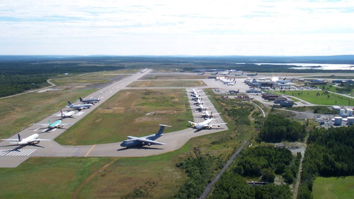 Planes grounded at Gander International Airport in 2001. Picture supplied
