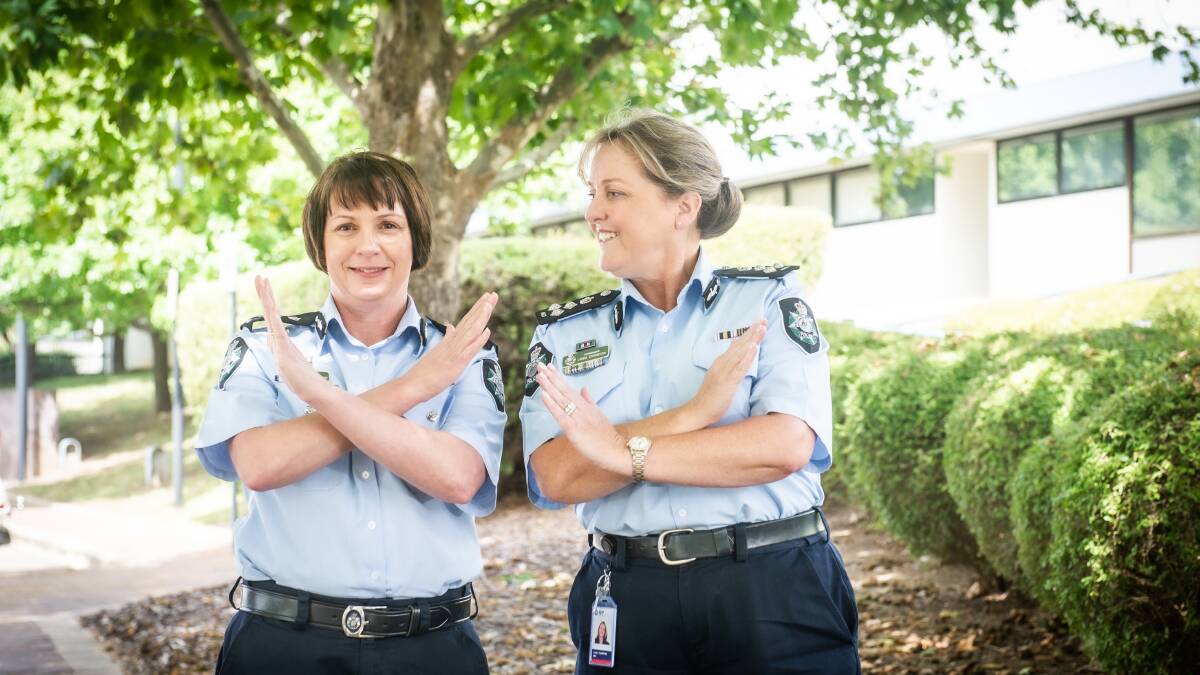 Australian Federal Police commanders Jo Cameron and Linda Champion. Picture: Karleen Minney