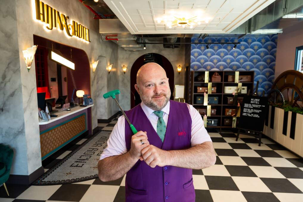 Holey Moley and Hijinx Hotel venue manager Cameron Roy. The precinct opens on April 5. Picture by Elesa Kurtz