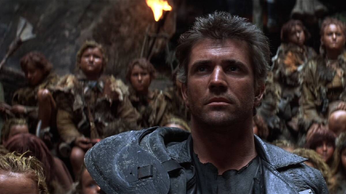 Mel Gibson, centre, in Mad Max Beyond Thunderdome. Picture: National Film and Sound Archive