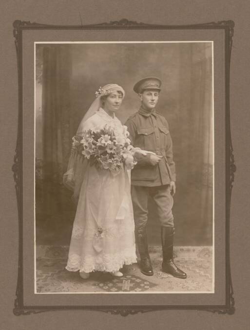 Kate McLeod and George Searle's wedding photo from 1915. Picture: National Library of Australia