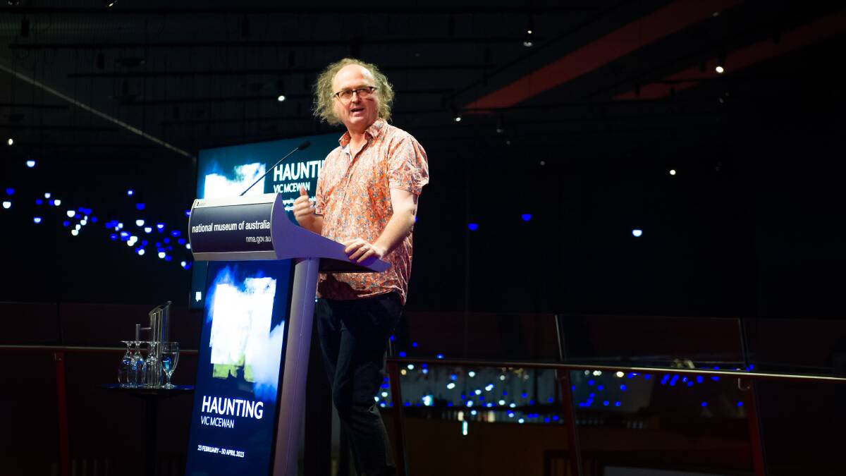Launch of the Haunting exhibition with artist, Vic McEwan, at the National Museum of Australia. Picture by Elesa Kurtz