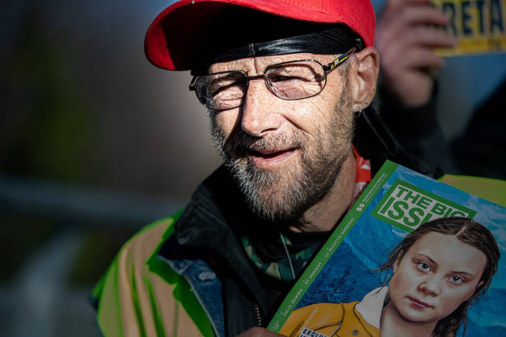 Big Issue vendor Randy has been selling the magazine for the past seven weeks. Picture: Karleen Minney