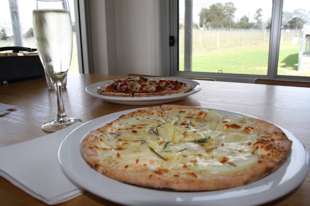 Four Winds Vineyard's woodfired pizza. Picture: Amy Martin