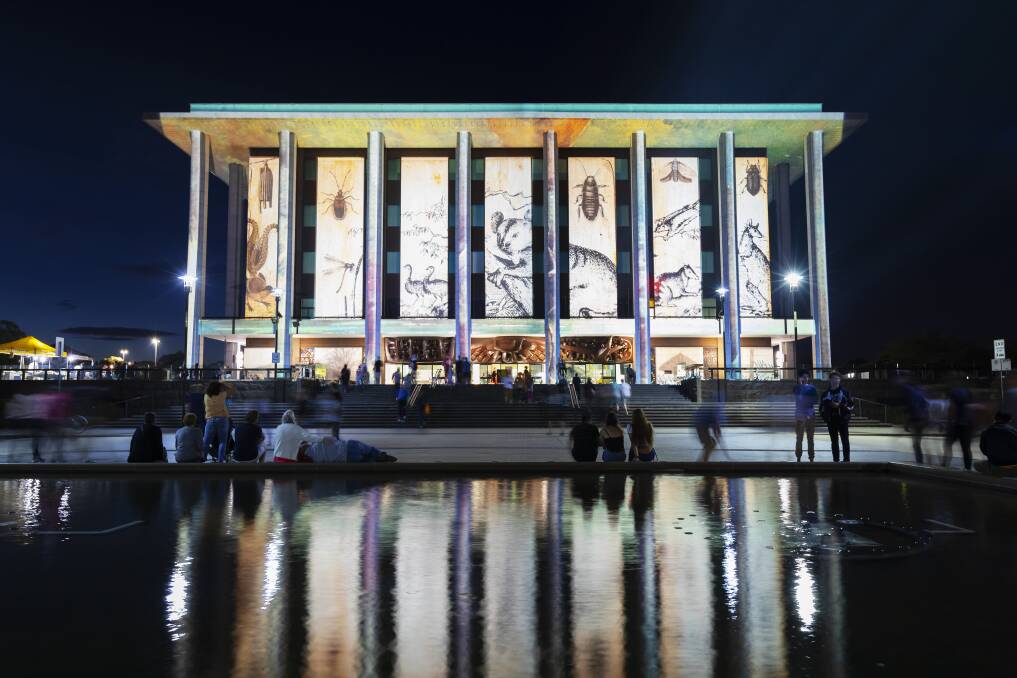 The National Library of Australia during last year's Enlighten Festival. Picture: Supplied