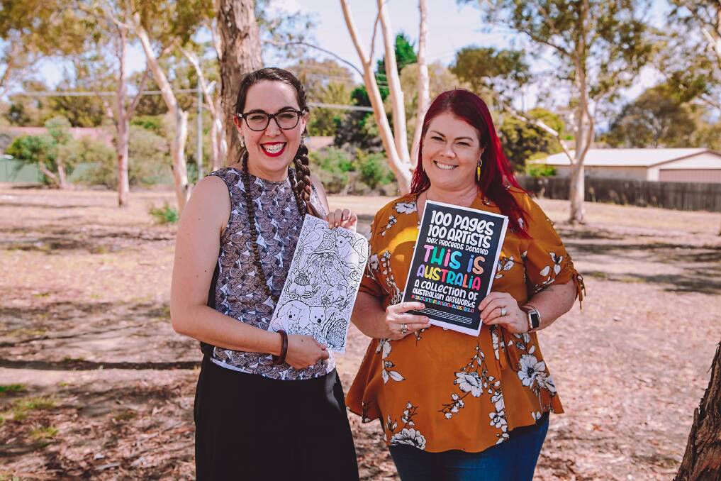 Canberra's Sophie Kristine and Belle Hogg are two of the artists featured in the colouring book This Is Australia. Picture: Mitchell Garfath