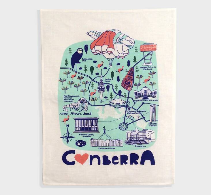 A Canberra tea towel by Missy Minzy on Etsy. Picture: Supplied