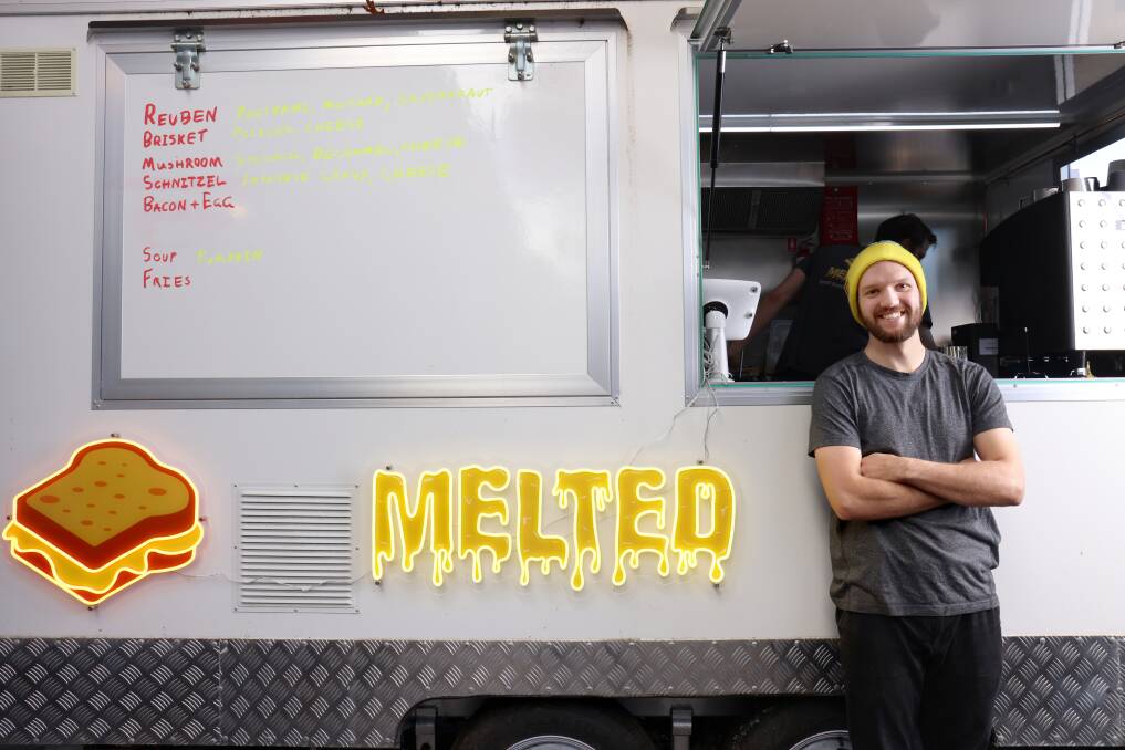 Co-owner of Melted Toasted Sandwich Emporium Alex Royds at their new food van at the Croatian Club. Picture: James Croucher