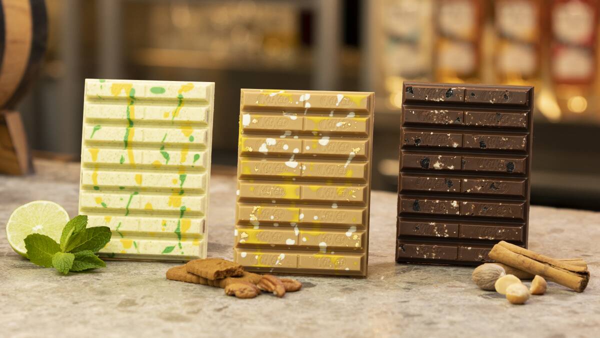 The new mojito, caramelised pecan and spiced Christmas pudding flavoured KitKats. Picture: Supplied