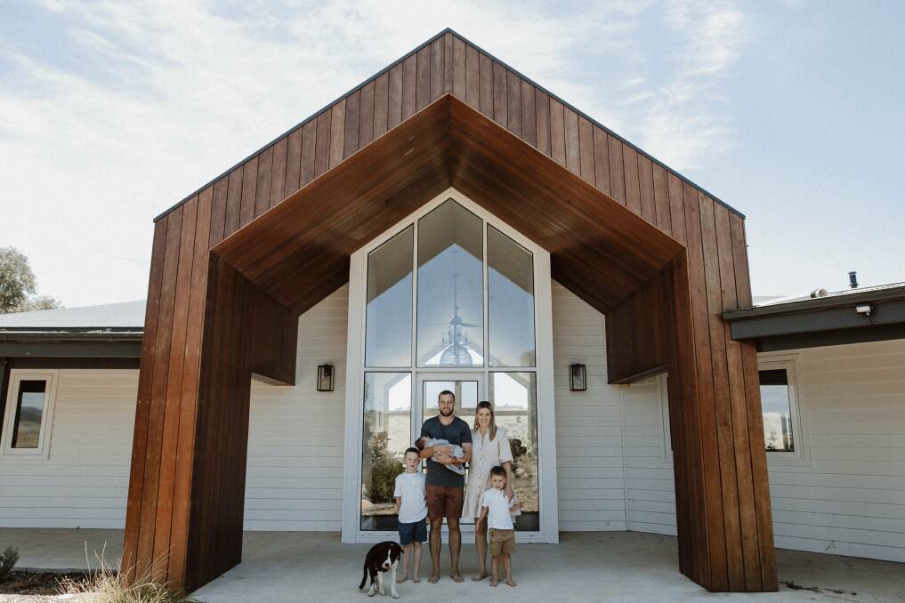 The impressive gable entry to the Dewey family home. Picture: Bel Combridge Photography