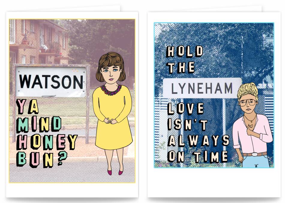 Canberra-themed cards by Anna Blandford of Able and Game. Picture: Supplied