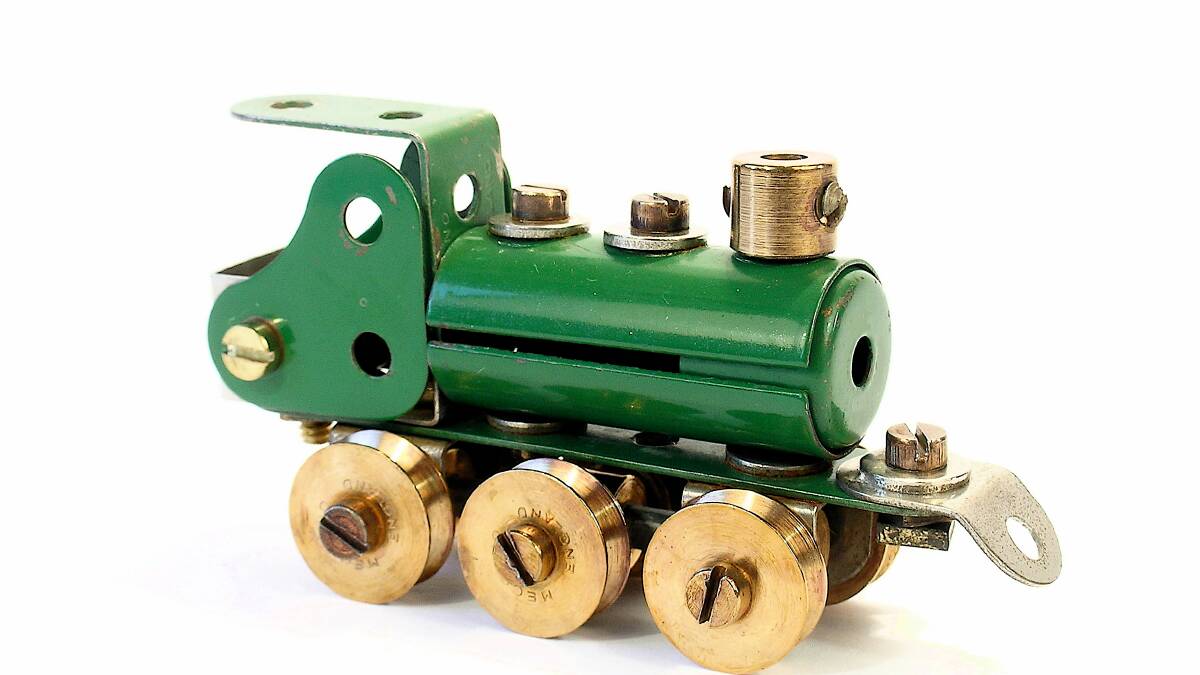 A tiny model locomotive made from a few small vintage Meccano constructional parts. Picture: Shutterstock