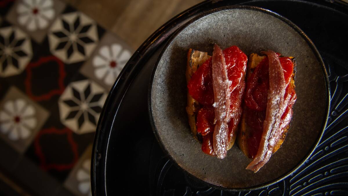 Ortiz anchovy on toast with confit tomato. Picture: Karleen Minney