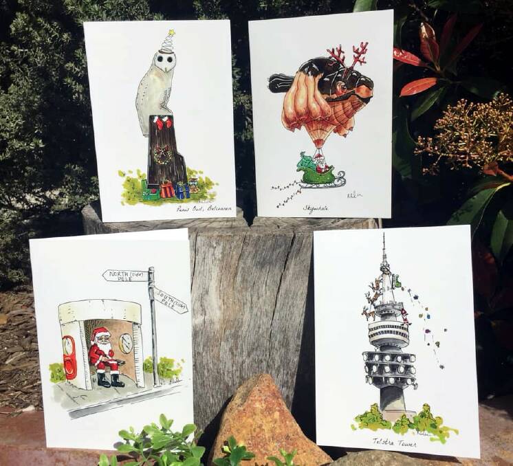 Canberra-themed Christmas cards by KGCreationsAU. Picture: Supplied