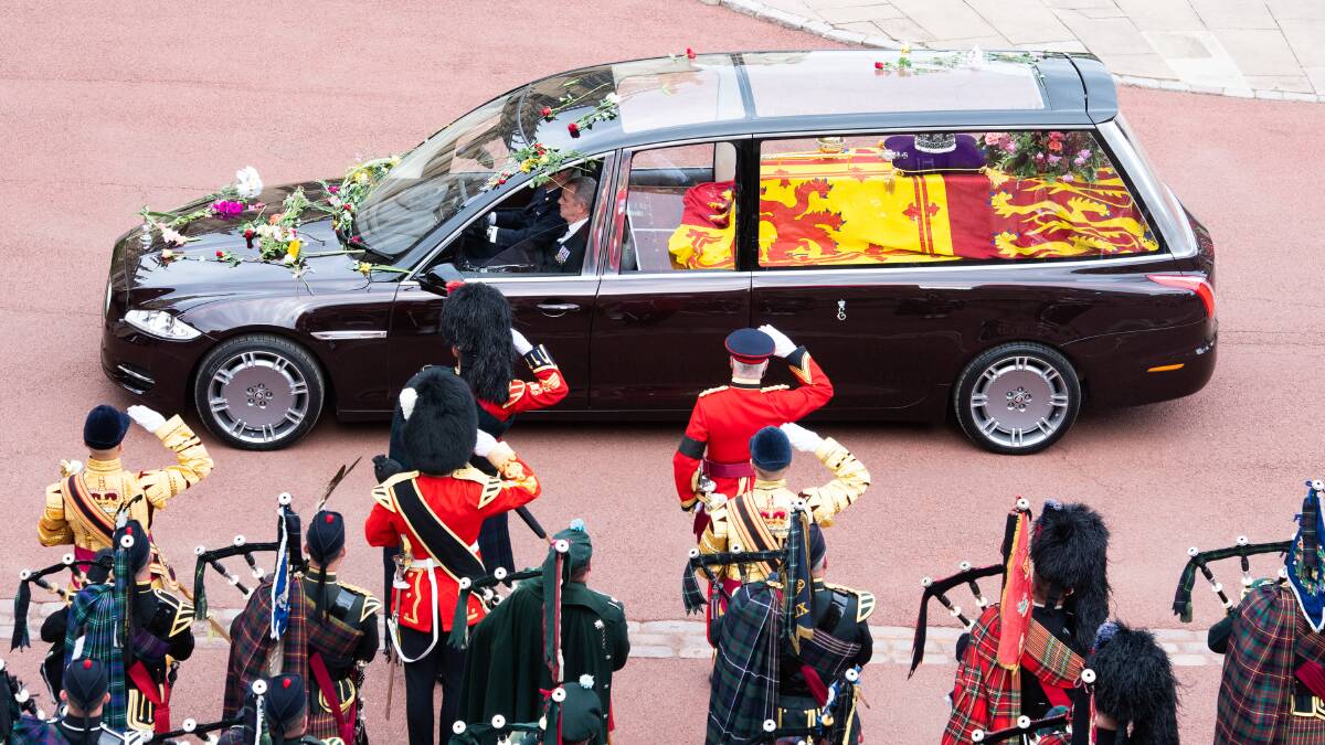 The specially modified Jaguar hearse used for Queen Elizabeth II's funeral. Picture Getty Images 