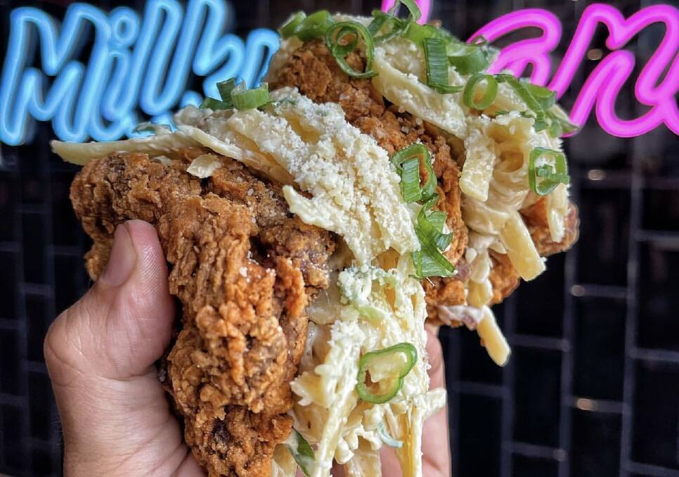 Carbonara fried chicken tacos at Milky Lane. Picture: Supplied