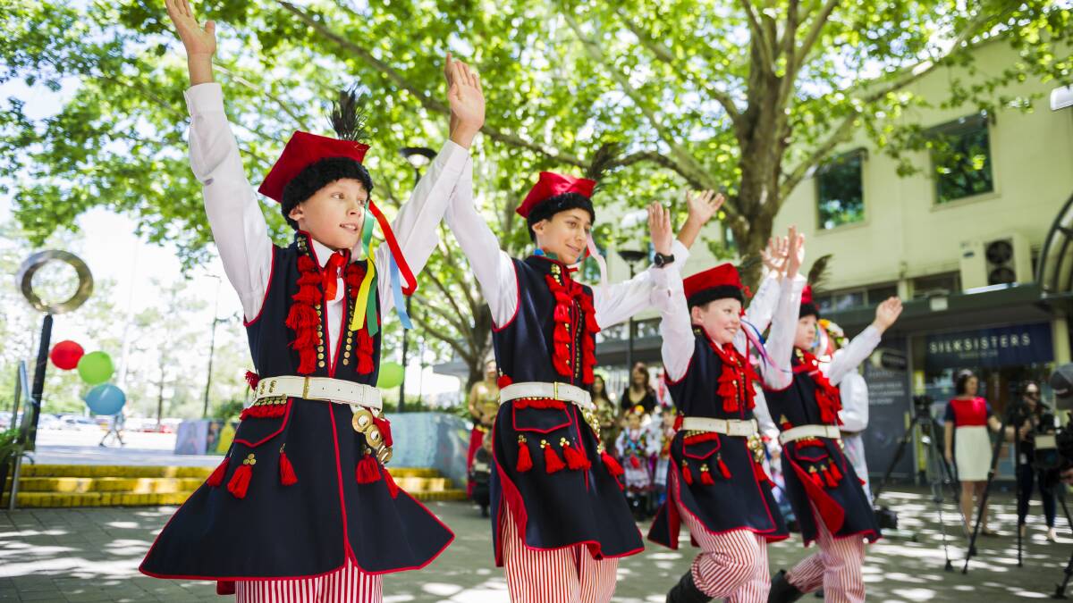 Polish dance group Wielkopolska at the 2019 National Multicultural Fesitval. Picture by Dion Georgopoulos