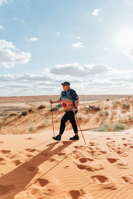 Cath Wallis encouraged a group of women to step out of their comfort zone and hike the Simpson Desert. Picture: Supplied